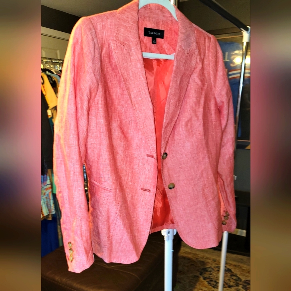 Talbott Linen Tailored Tangerine Blazer